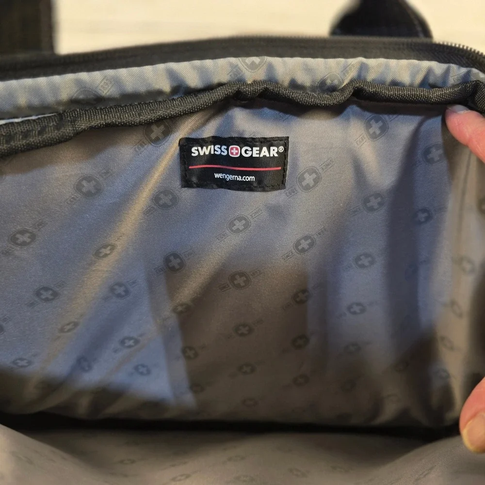 SwissGear Laptop Messenger Bag Black Blue Padded Briefcase Shoulder Travel Bag